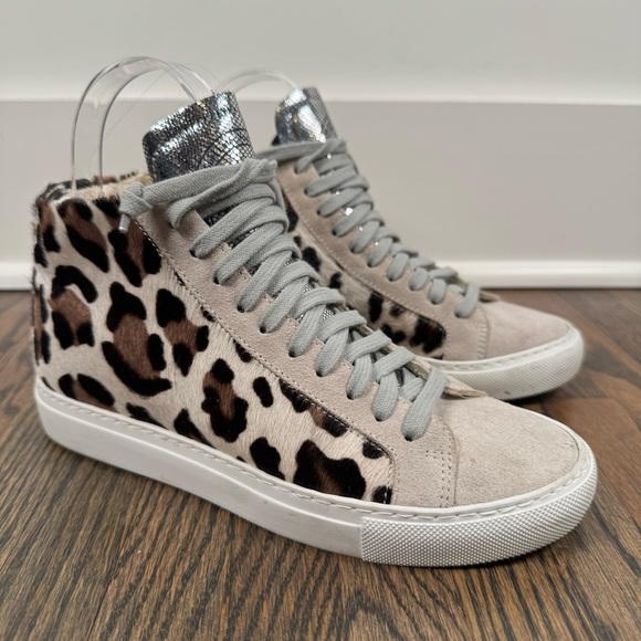 P448 Ponyhair Cheetah High Top Sneakers size 35/5 - Picture 1 of 10